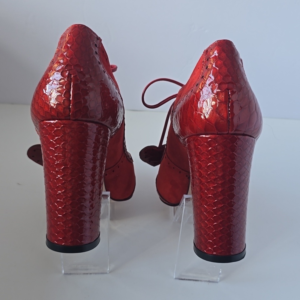 Minna Parikka Roseum Whimsical Red Heart Cutout Women's Leather Heels Sz.37 - Picture 14 of 16